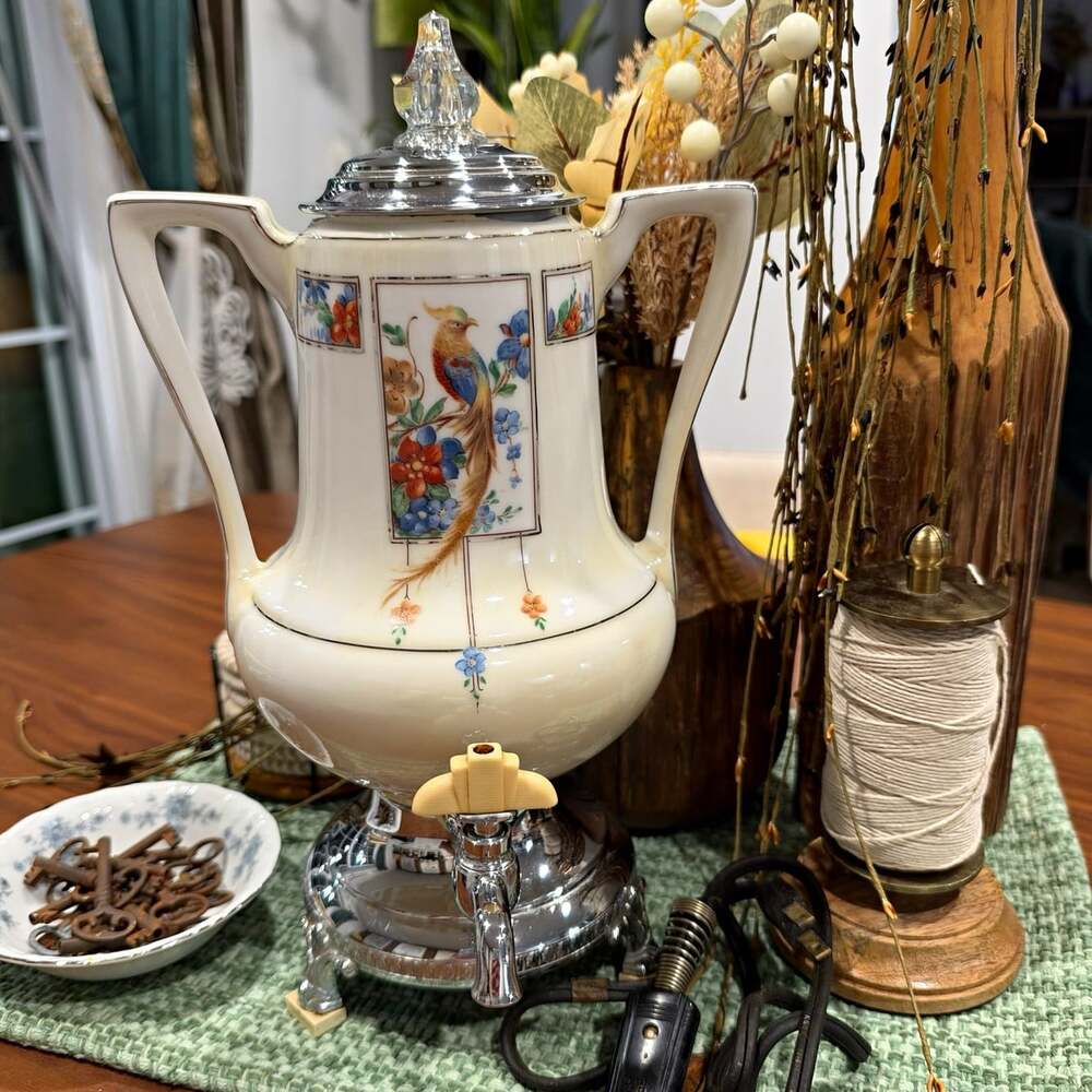 Royal Rochester Golden Pheasant Electric Percolator Bird Floral w/ Cord